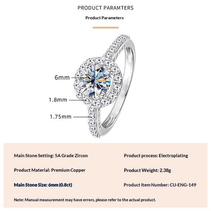 Geometric Square Design Zircon Ring For Women
