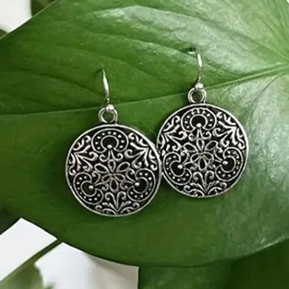 Hollow Floral Pattern Round Hanging Earrings For Women