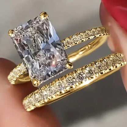 Fashionable High-end Two-piece Diamond-studded Ring Set