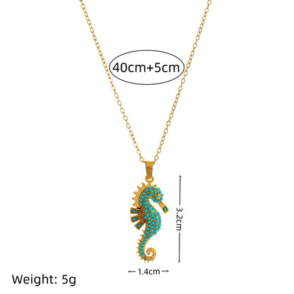 Fashionable Stainless Steel Diamond-encrusted Necklace Pendant
