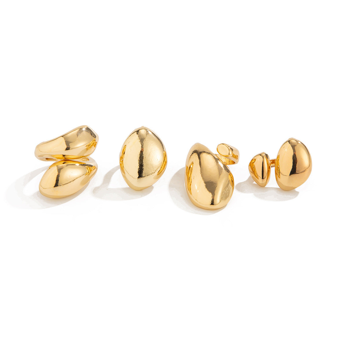 Women's Exaggerated Instagram-Style Metallic Glossy Geometric Cross Ring