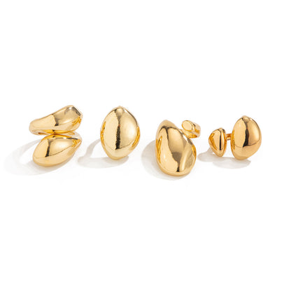Women's Exaggerated Instagram-Style Metallic Glossy Geometric Cross Ring
