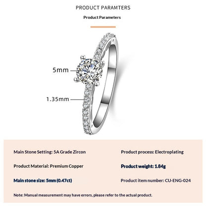 Geometric Square Design Zircon Ring For Women